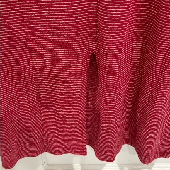 Celtic & Co. Linen Organic Cotton Blend V Neck Midi Dress in Red/Tan Stripe - Picture 4 of 10